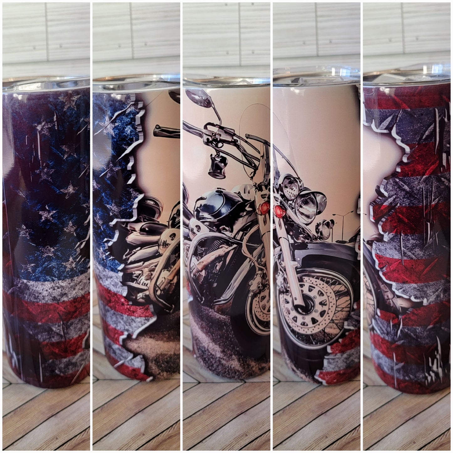 20oz Motorcycle American Flag Tumbler