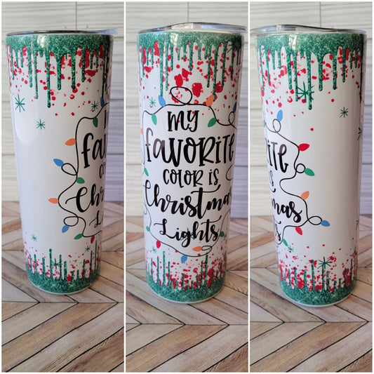 20oz My Favorite Color is Christmas Lights Tumbler