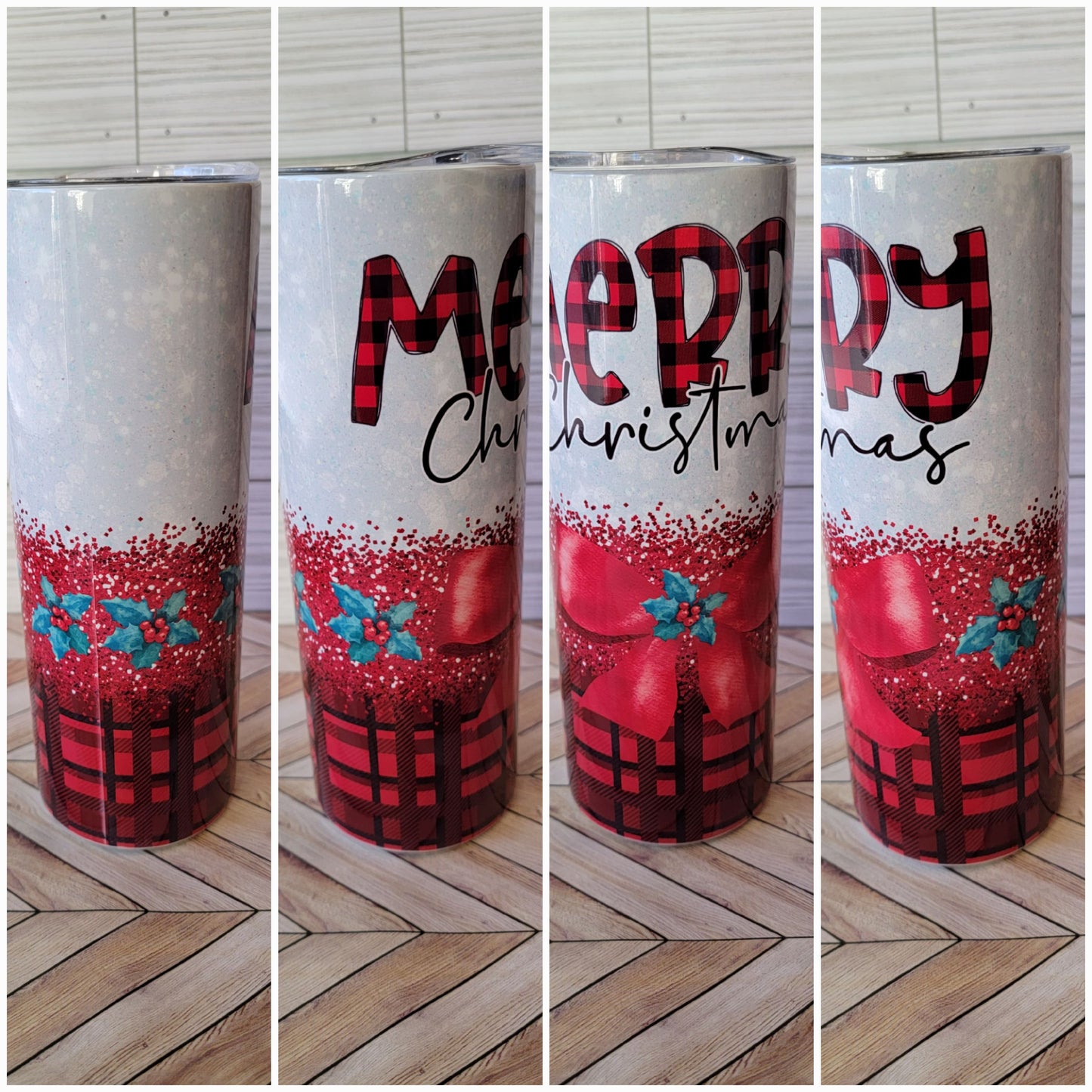 20oz Merry Christmas Buffalo Plaid Tumbler