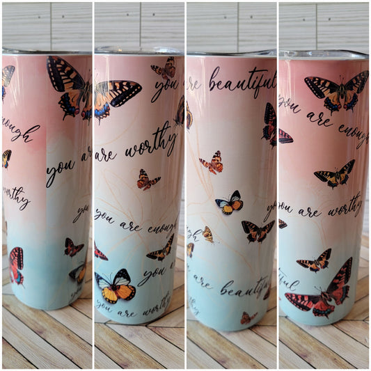 20oz Butterfly Affirmations Tumbler