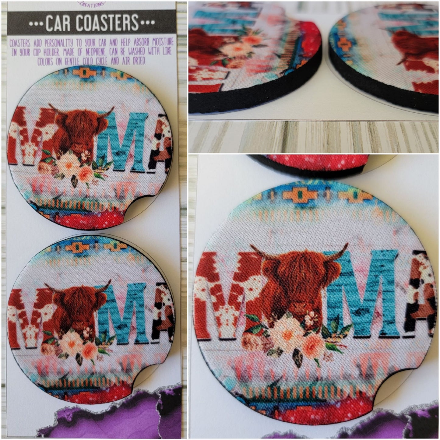 Mama Western Car Coaster - Set of 2