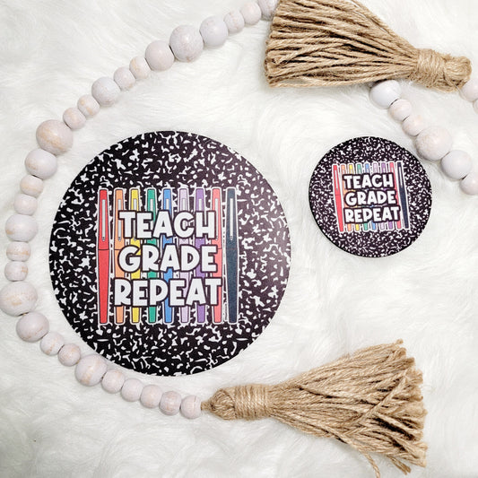 Teach, Grade, Repeat Mousepad and Coaster Set