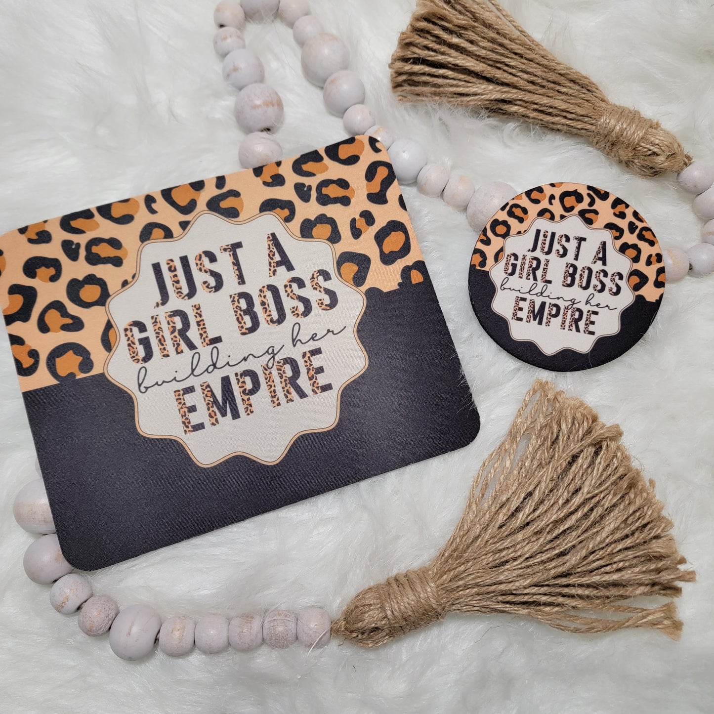 Girl Boss Mousepad and Coaster Set