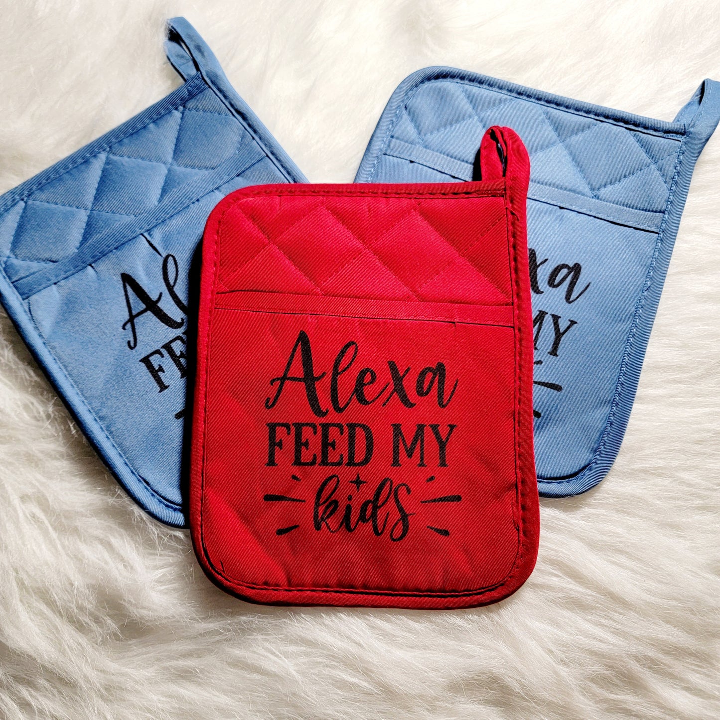 Alexa, Feed My Kids Red Potholder