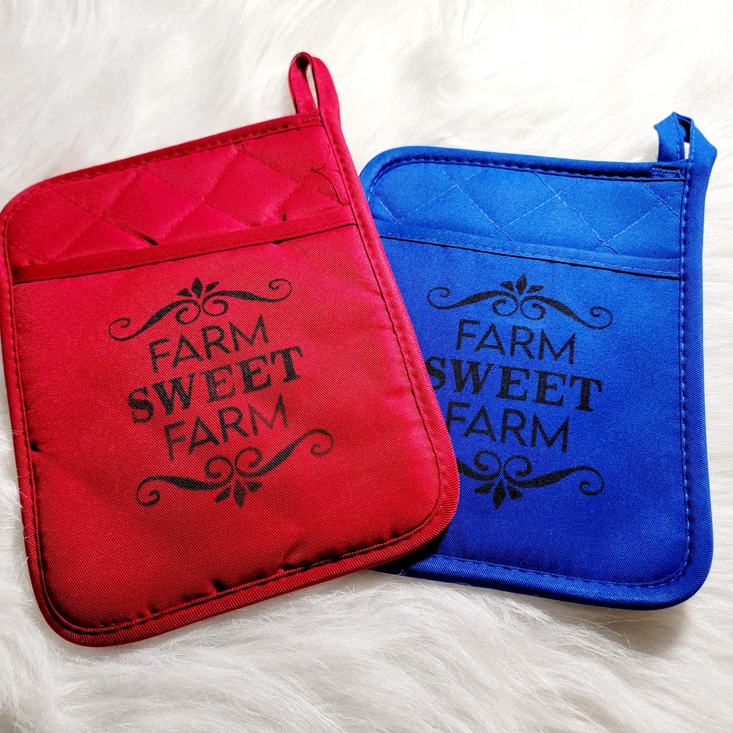 Farm Sweet Farm Red Potholder