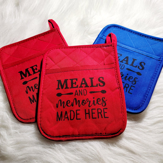 Meals & Memories are Made Here Red Potholder