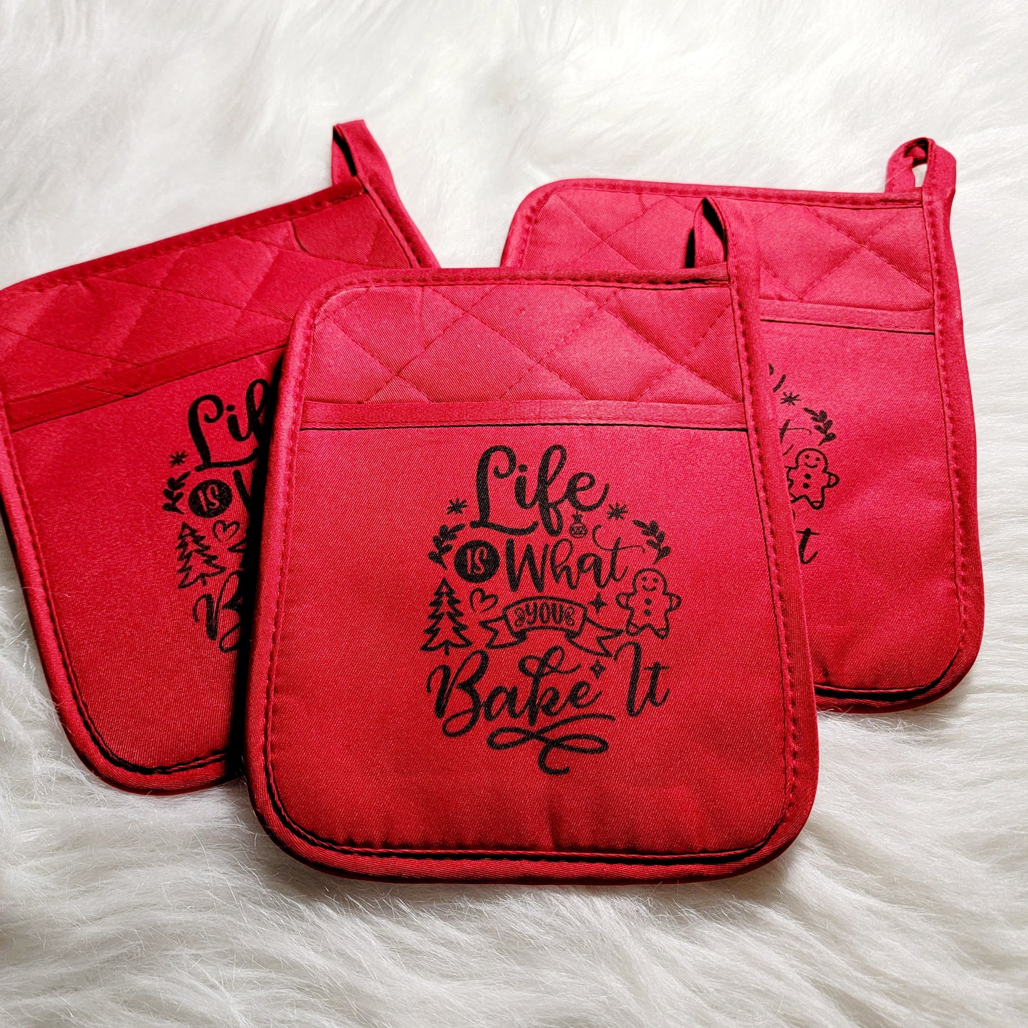 Life is What You Bake It Red Potholder