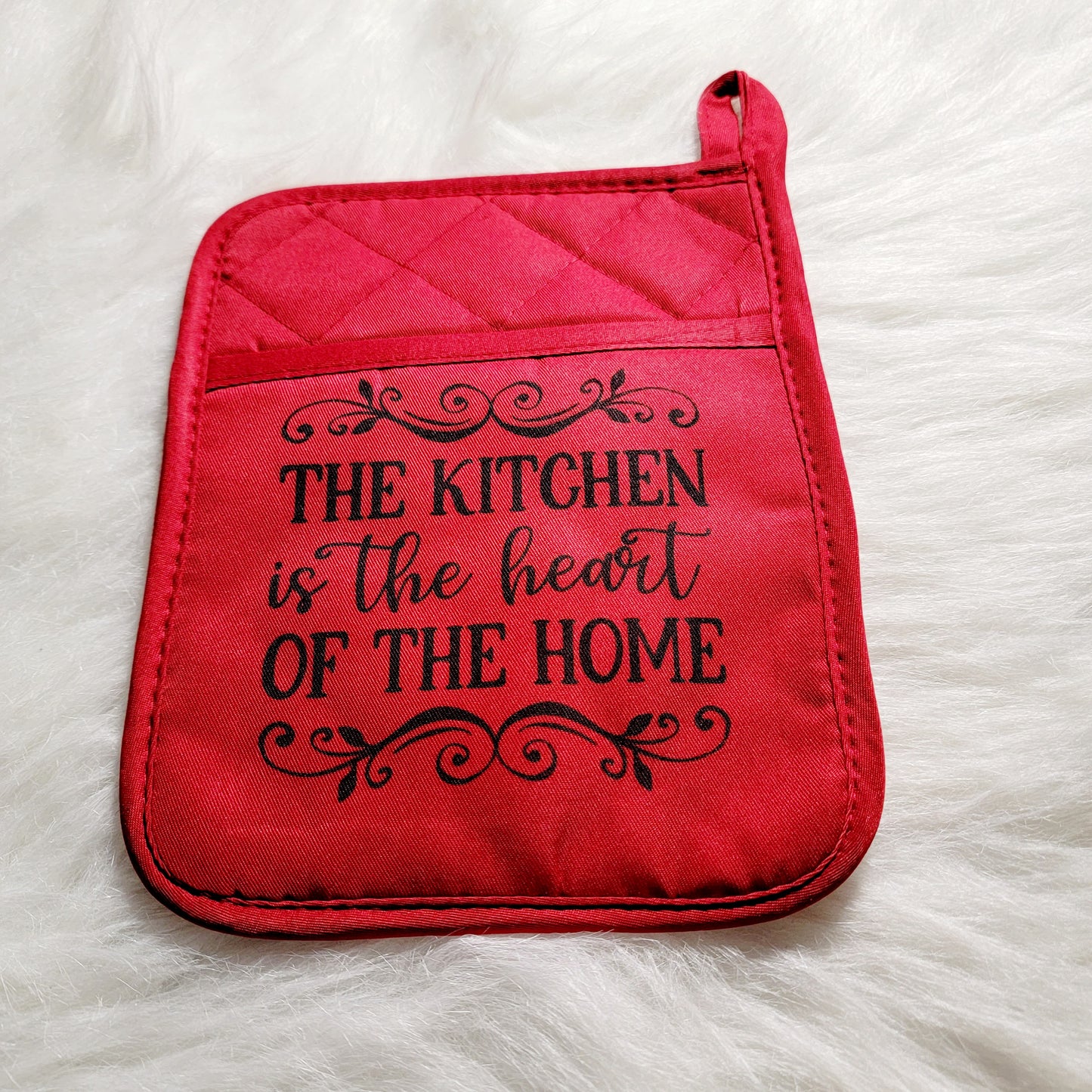 The Kitchen is the Heart of the Home Red Potholder