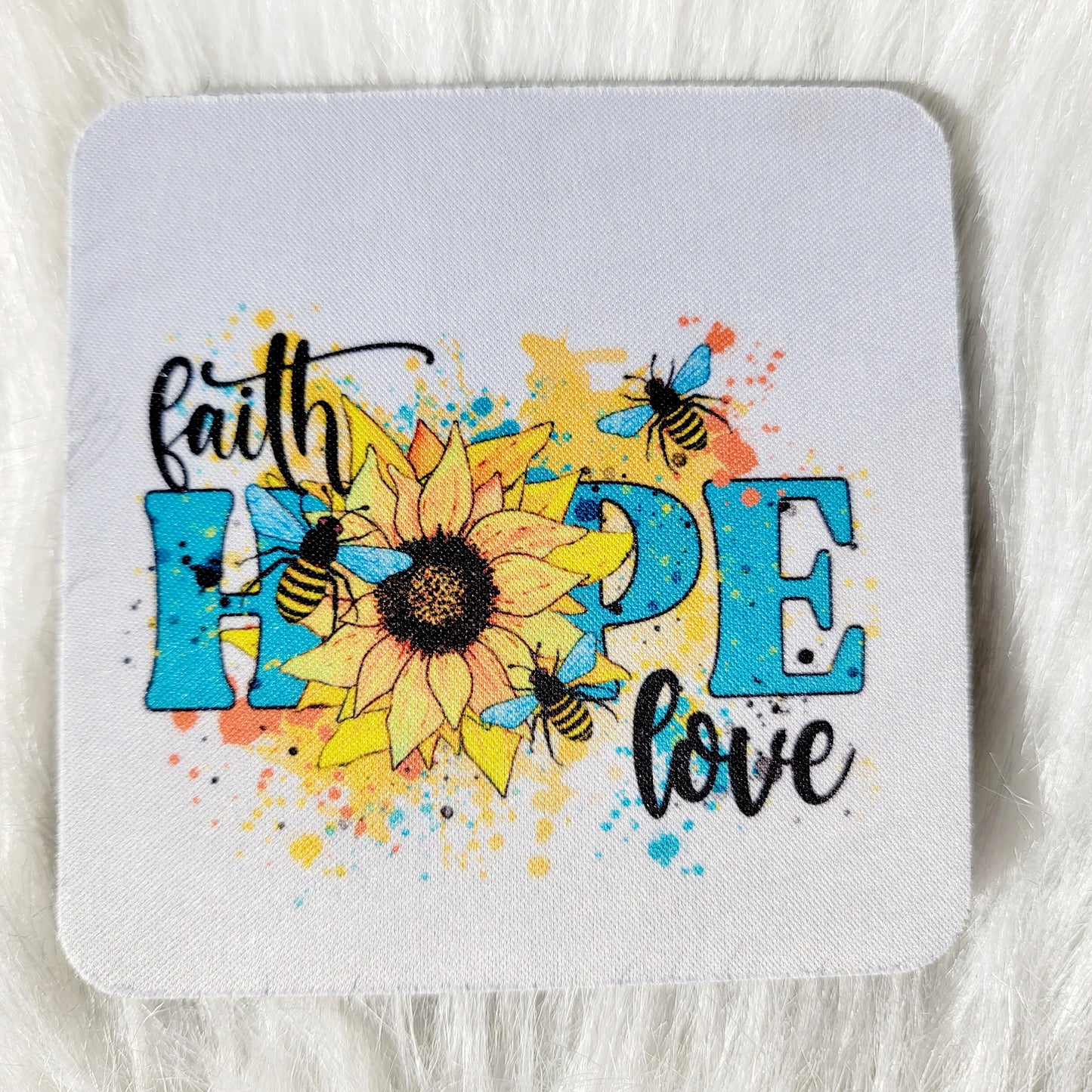 Faith, Hope, Love Sunflower House Coaster